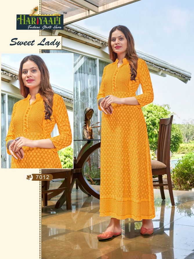 Sweet Lady Heavy Fancy Party Wear Rayon Long Kurti Collection